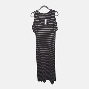 5th & Love midi maxi dress with cut-out shoulder stripped nwt
